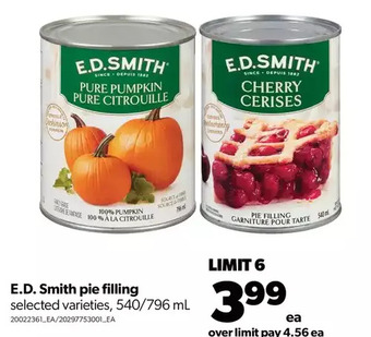 Real Canadian Superstore E.d. smith pie filling offer
