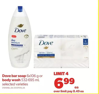 Real Canadian Superstore Dove bar soap or body wash offer