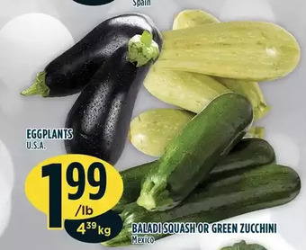 Marché Adonis Eggplants | baladi squash or green zucchini offer