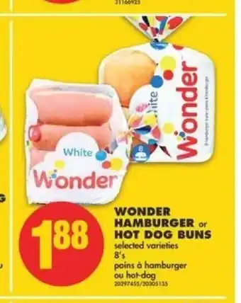 No Frills Wonder Hamburger or Hot Dog Buns offer