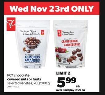 Real Canadian Superstore Pc® chocolate covered nuts or fruits, 700/908 g offer