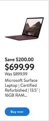 Walmart Microsoft surface laptop | certified refurbished | 13.5" | 16gb ram | 512 ssd | i7 | 7th gen offer