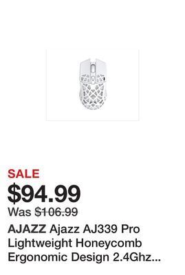 Newegg Ajazz aj339 pro lightweight honeycomb ergonomic design 2.4ghz wireless/ type-c wired dual-model connection 16000dpi 7 program offer