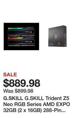 Newegg G.skill trident z5 neo rgb series amd expo 32gb (2 x 16gb) 288-pin pc ram ddr5 5600 (pc5 44800) desktop memory model f5-5600j offer