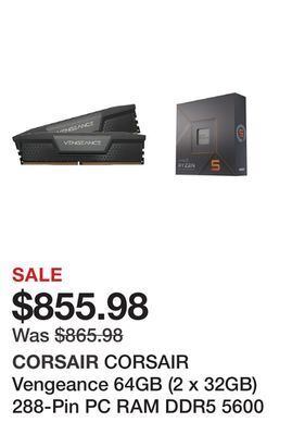 Newegg Corsair vengeance 64gb (2 x 32gb) 288-pin pc ram ddr5 5600 (pc5 44800) xmp 3.0 amd expo desktop memory model cmk64gx5m2b5600z offer