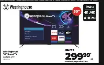 Real Canadian Superstore Westinghouse 50" smart tv offer