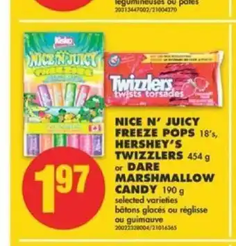 No Frills Nice N' Juicy Freeze Pops Hershey's Wizzlers offer