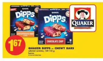 No Frills Quaker Dipps or Chewy Bars offer