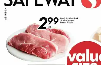 Safeway Fresh Boneless Pork Sirloin Chops offer