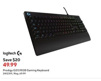 Staples Logitech prodigy g213 rgb gaming keyboard offer