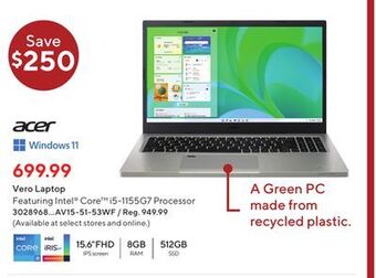 Staples Acer vero laptop offer