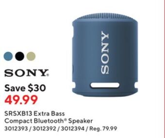 Staples Sony srsxb13 extra bass compact bluetooth speaker offer