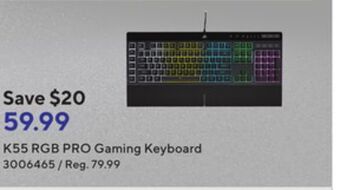 Staples Corsair k55 rgb pro gaming keyboard offer