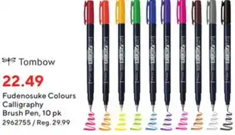 Staples Tombow fudenosuke colours calligraphy brush pen, 10 pk offer