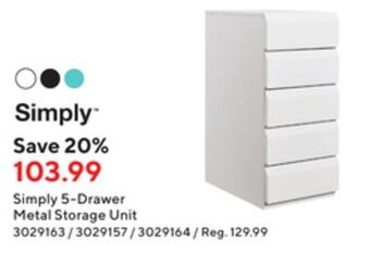 Staples Simply 5-drawer metal storage unit offer