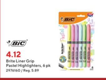 Staples Bic brite liner grip pastel highlighters offer