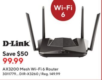 Staples D-link ax3200 mesh wi-fi 6 router offer