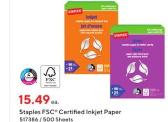 Staples Staples fsc-certified inkjet paper offer