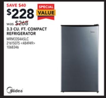 Lowe's Midea 3.3 cu. ft. compact refrigerator offer