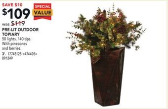 Lowe's Pre-lit outdoor topiary 3' offer