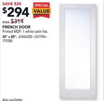 Metrie french door 30" x 80"