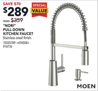 Lowe's Moen "nori" pull-down kitchen faucet offer