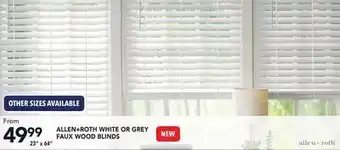 Lowe's 23" x 64" allen + roth white or grey faux wood blinds 23" x 64" offer