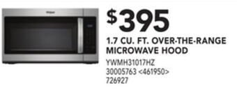Lowe's Whirlpool 1.7 cu. ft. over-the-range microwave hood offer