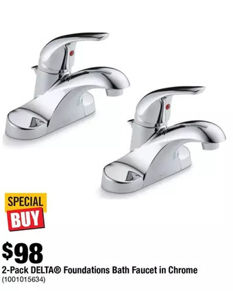 Home Depot 2-pack delta foundations bath faucet in chrome offer