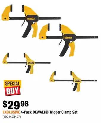 Home Depot 4-pack dewalt trigger clamp set offer