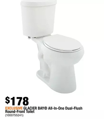 Home Depot Glacier bay all-in-one dual-flush round-front toilet offer