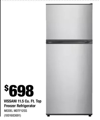Home Depot Vissani 11.5 cu. ft. top freezer refrigerator offer