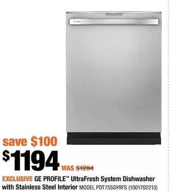 Home Depot Ge profile ultrafresh system dishwasher with stainless steel interior offer