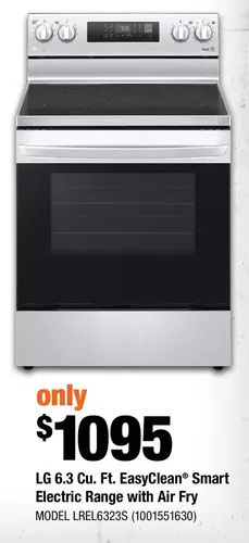 Home Depot Lg 6.3 cu. ft. easyclean smart electric range with air fry offer