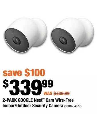 Home Depot 2-pack google nest cam wire-free indoor/outdoor security camera offer
