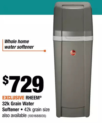 Home Depot Rheem 32k grain water softener offer