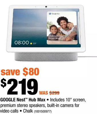 Home Depot Google nest hub max offer