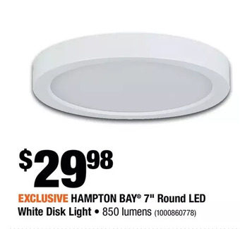 Home Depot Hampton bay 7" round led white disk light offer