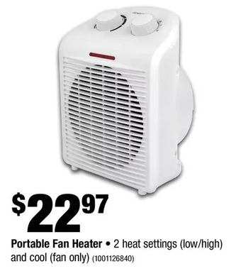 Home Depot Portable fan heater offer