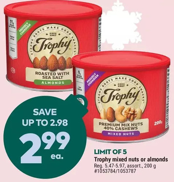 Giant Tiger Trophy almonds offer