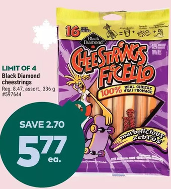 Giant Tiger Black diamond cheestrings offer
