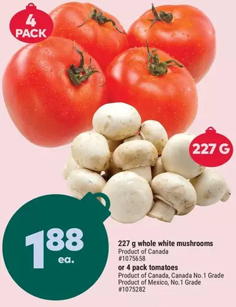 Giant Tiger 227 g whole white mushrooms offer