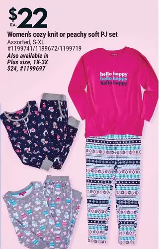 Giant Tiger Women's cozy knit or peachy soft pj set offer