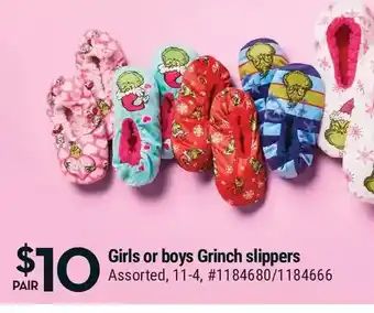 Giant Tiger Girls grinch slippers offer