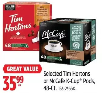 Canadian Tire Tim hortons or mccafe k-cup pods offer