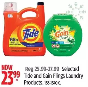 Canadian Tire Tide and gain flings laundry products offer