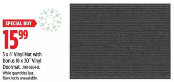 Canadian Tire 3 x 4' vinyl mat with bonus 16 x 30" vinyl doormat offer