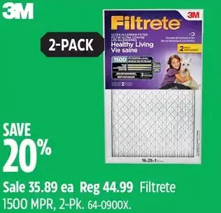 Canadian Tire 3m filtrete 1500 mpr offer