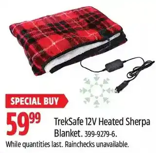 Canadian Tire Treksafe 12v heated sherpa blanket offer