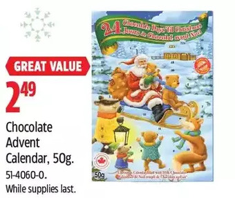 Canadian Tire Chocolate advent calendar offer